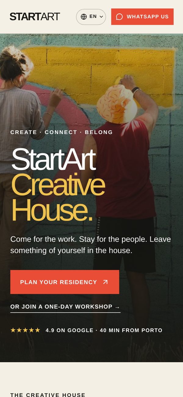The same home page on a phone
